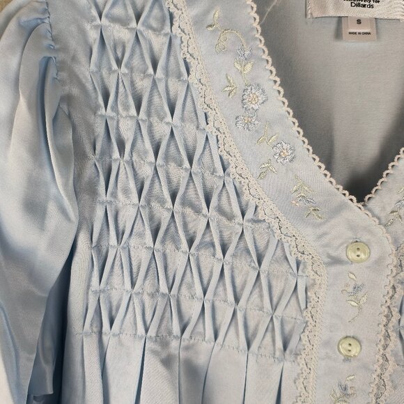 NWT Miss Elaine Satin Nightgown Full Length Brushed Inside Pastel Blue - Picture 5 of 6